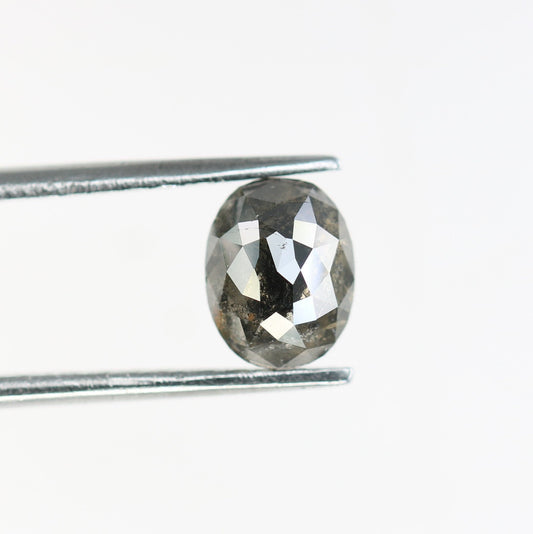 1.23 CT Oval Shaped Salt and Pepper Diamond | Elegant Gold Ring | Unique Engagement Jewelry | Artisan Design