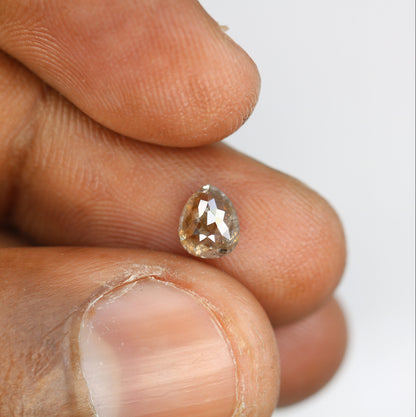 0.96 CT Rose Cut Pear Shape Salt and Pepper Diamond | Unique Gold Ring | Natural Diamond Jewelry
