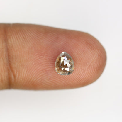 0.96 CT Rose Cut Pear Shape Salt and Pepper Diamond | Unique Gold Ring | Natural Diamond Jewelry