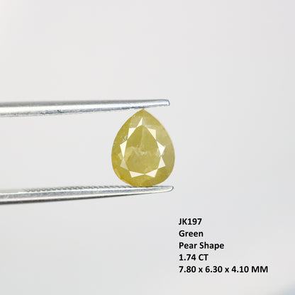 1.74 CT Pear Cut Loose Rustice Green Diamond For Halo Diamond RingFor Gold Ring Diamonds