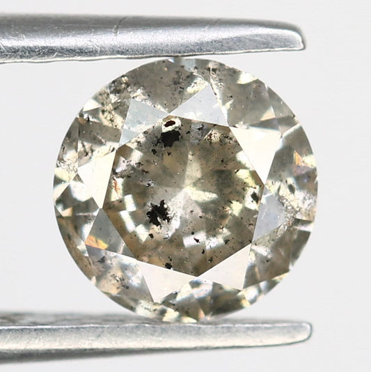 0.82 CT 6 mm Round Salt and Pepper Diamond for Gold Ring Settings