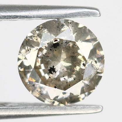 0.82 CT 6 mm Round Salt and Pepper Diamond for Gold Ring Settings
