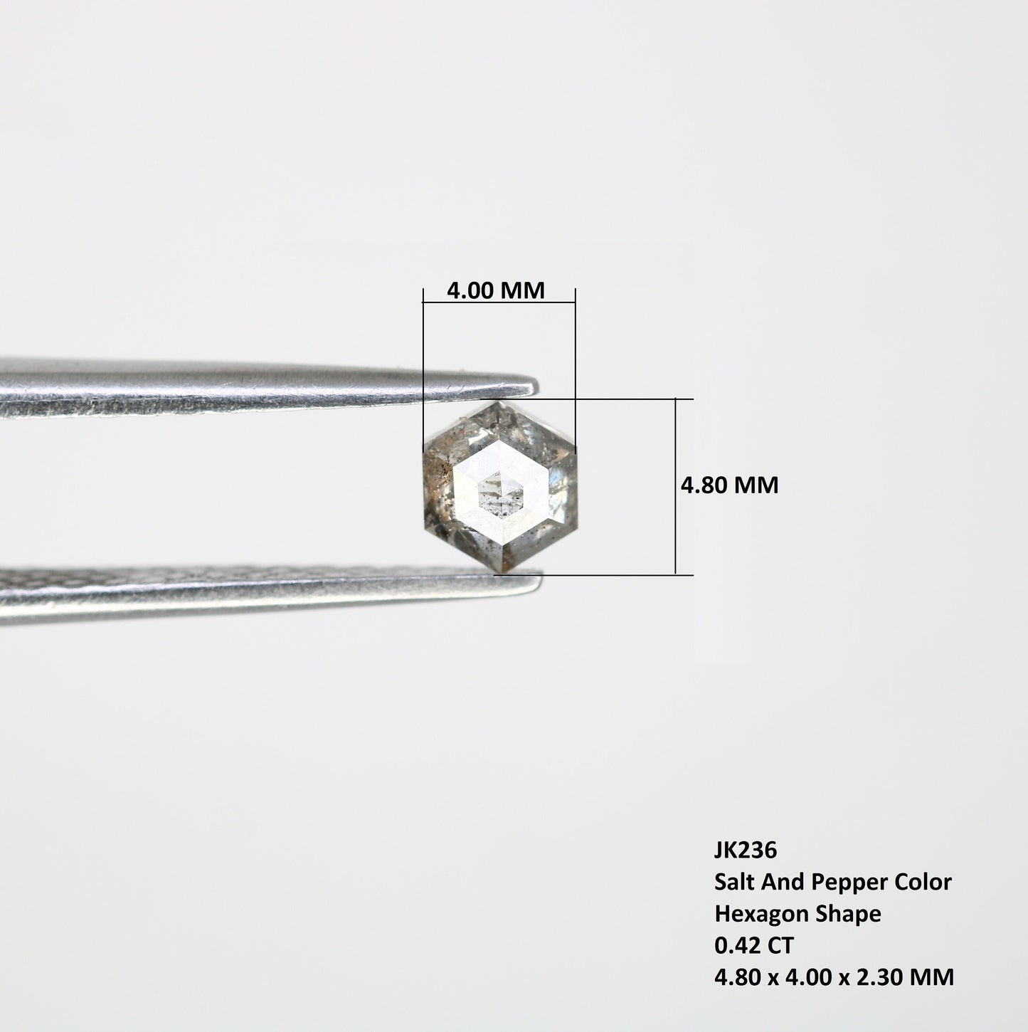 0.42 CT Hexagon Loose Salt and Pepper Diamond - Natural Hexagon Diamond - Salt and Pepper Ring - Gift for Wifey - Gift for mother - Jewlery