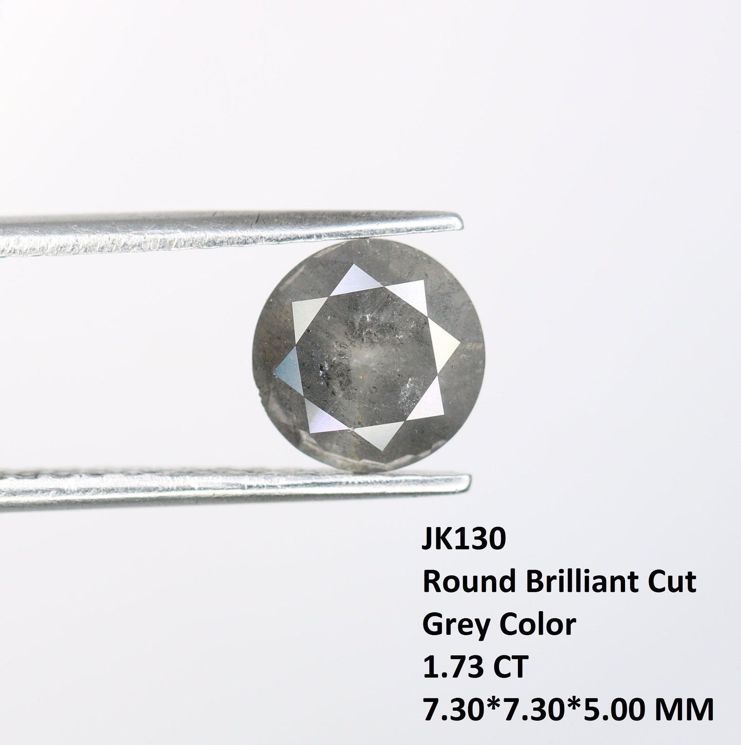 1.73 CT Gray Round Brilliant Cut Rustic Diamond for Engagement Rings | Wedding Jewelry | Ideal Gift for Wife or Mother |Perfect Wedding Gift