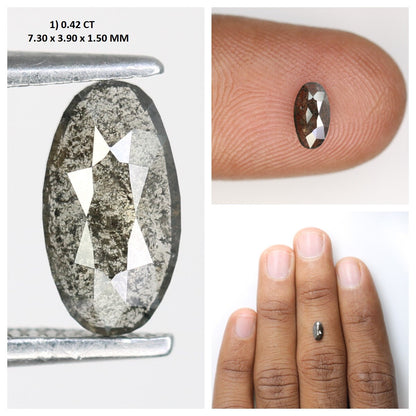 Salt and Pepper Mixed Shape Diamonds | Oval White and Grey Galaxy Diamonds | Unique Jewelry Rings and Gifts for Her