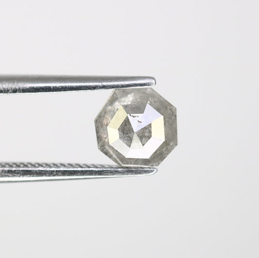 0.89 CT Salt and Pepper Natural Loose Diamond, Octagon Cut for Handmade Necklace Pendant, Diamond Bracelet Engagement Gold Ring For Women