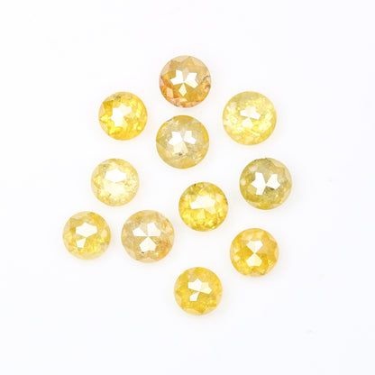 1.69  CT, 2.9 X 3.3 MM | Yellow Diamond | Rount Rose Cut Diamond | Salt and Pepper | Loose Diamonds For Wedding Ring, Earring Pairs |