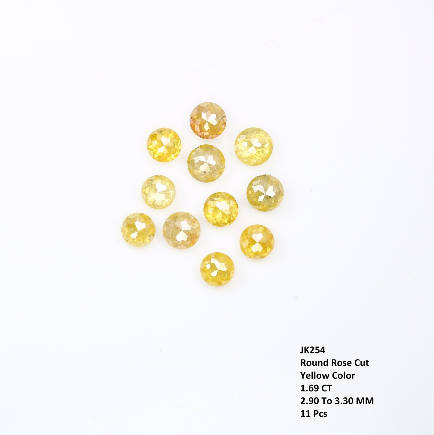 1.69  CT, 2.9 X 3.3 MM | Yellow Diamond | Rount Rose Cut Diamond | Salt and Pepper | Loose Diamonds For Wedding Ring, Earring Pairs |