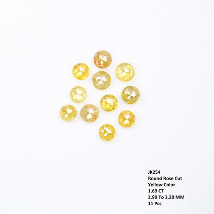 1.69  CT, 2.9 X 3.3 MM | Yellow Diamond | Rount Rose Cut Diamond | Salt and Pepper | Loose Diamonds For Wedding Ring, Earring Pairs |