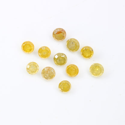 1.69  CT, 2.9 X 3.3 MM | Yellow Diamond | Rount Rose Cut Diamond | Salt and Pepper | Loose Diamonds For Wedding Ring, Earring Pairs |