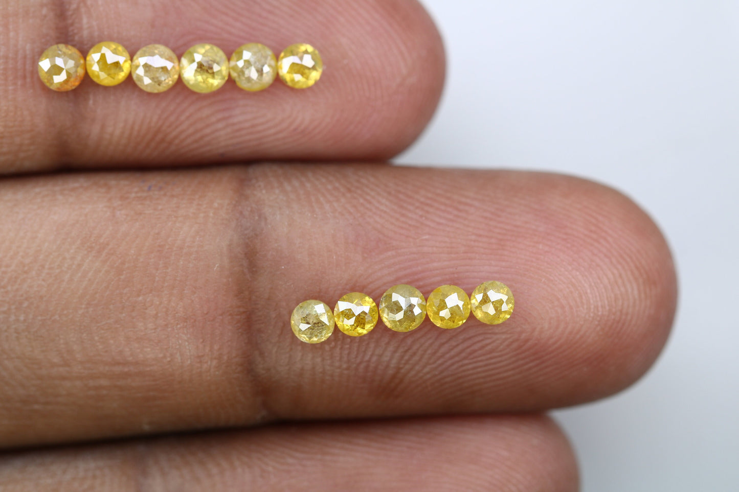 1.69  CT, 2.9 X 3.3 MM | Yellow Diamond | Rount Rose Cut Diamond | Salt and Pepper | Loose Diamonds For Wedding Ring, Earring Pairs |