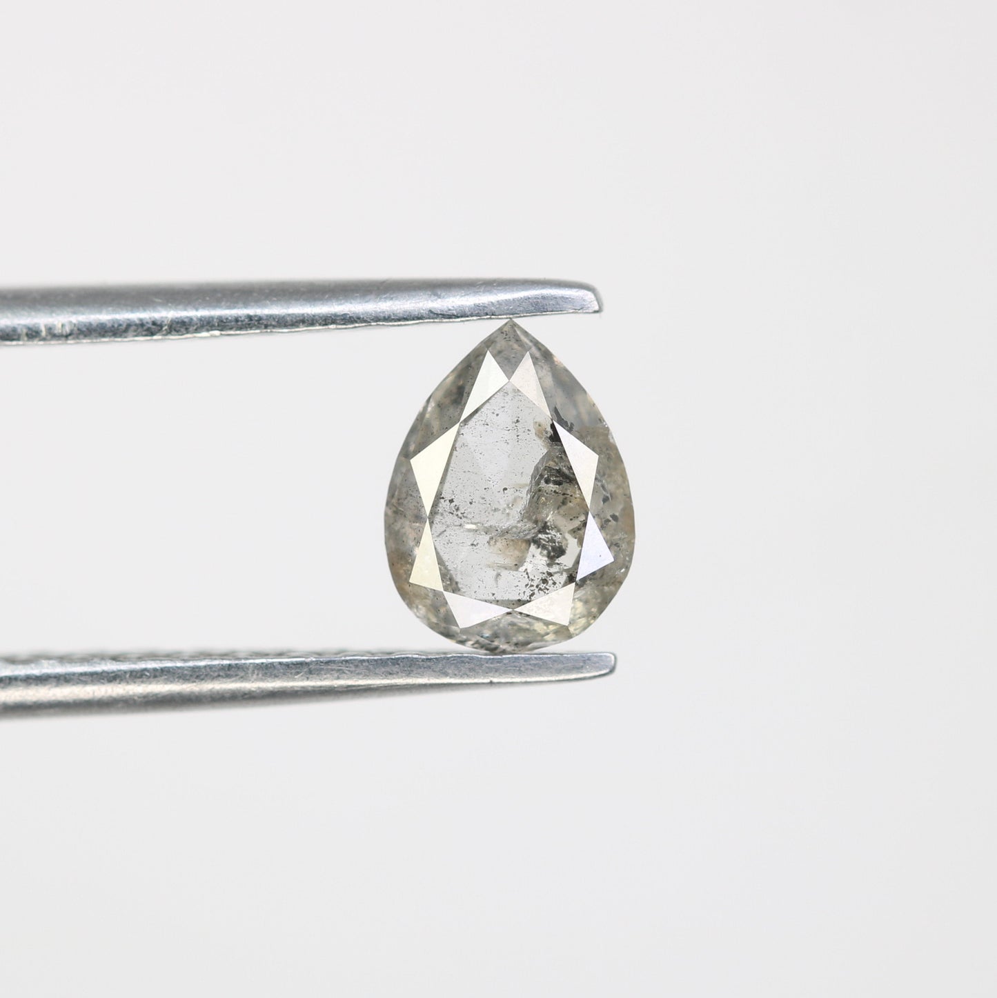 0.71 CT Natural Loose Salt and Pepper Pear Diamond | Wedding Pendant | Gift for Her | 14K White Gold Prong Setting