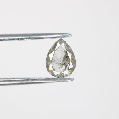 0.71 CT Natural Loose Salt and Pepper Pear Diamond | Wedding Pendant | Gift for Her | 14K White Gold Prong Setting