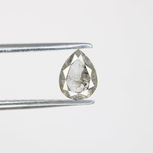 0.71 CT Natural Loose Salt and Pepper Pear Diamond | Wedding Pendant | Gift for Her | 14K White Gold Prong Setting