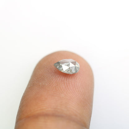 0.71 CT Natural Loose Salt and Pepper Pear Diamond | Wedding Pendant | Gift for Her | 14K White Gold Prong Setting