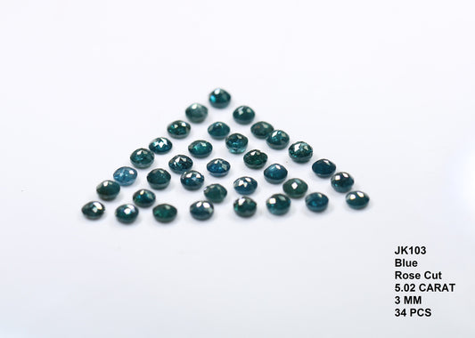 Blue Diamond Rose Cut, 3 mm Round. Fancy Color Faceted Diamond Natural DiamondFor Gold Ring, Pendent, Necklace Diamonds