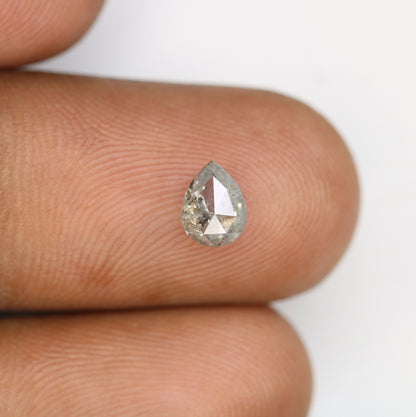 0.71 CT Natural Loose Salt and Pepper Pear Diamond | Wedding Pendant | Gift for Her | 14K White Gold Prong Setting
