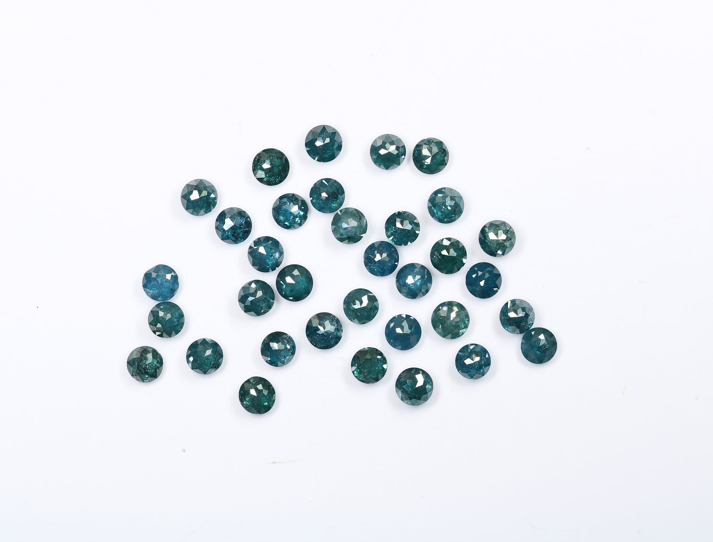 Blue Diamond Rose Cut, 3 mm Round. Fancy Color Faceted Diamond Natural DiamondFor Gold Ring, Pendent, Necklace Diamonds
