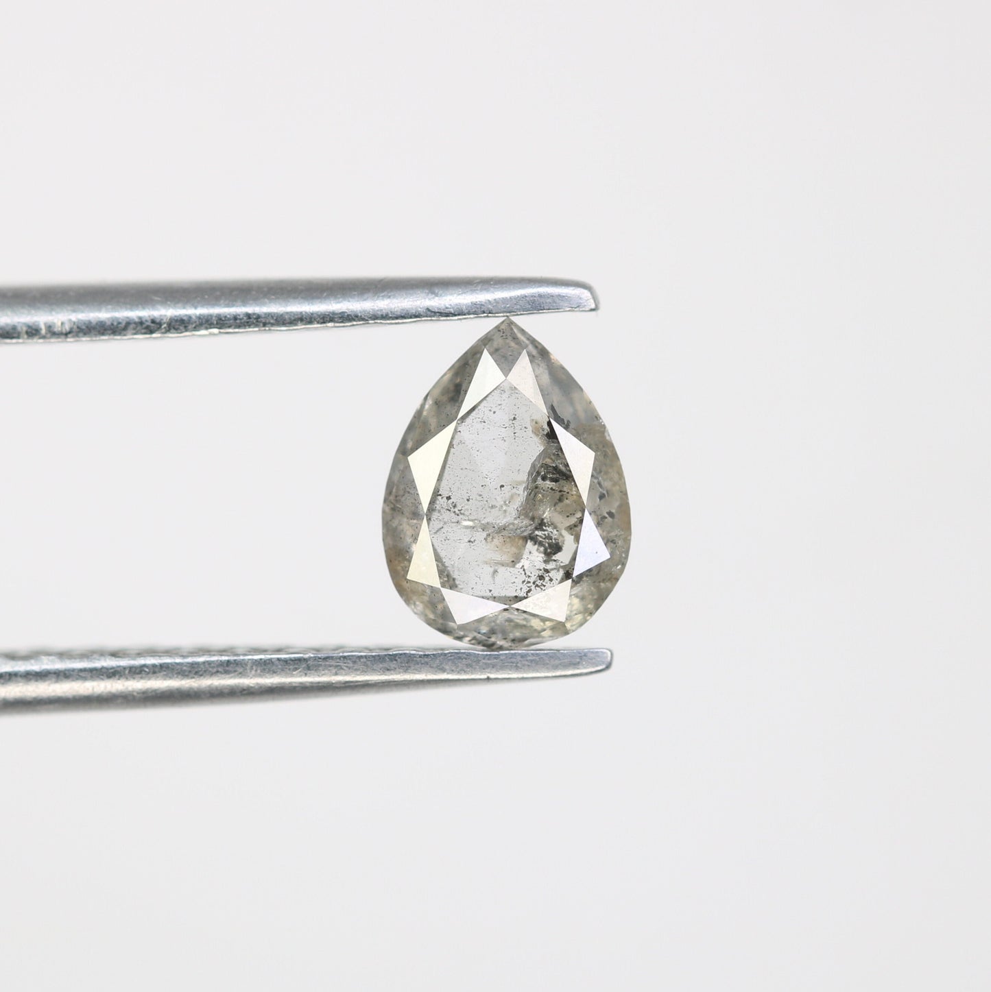 0.71 CT Natural Loose Salt and Pepper Pear Diamond | Wedding Pendant | Gift for Her | 14K White Gold Prong Setting