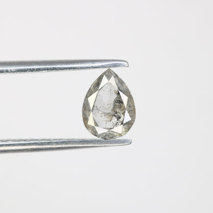 0.71 CT Natural Loose Salt and Pepper Pear Diamond | Wedding Pendant | Gift for Her | 14K White Gold Prong Setting