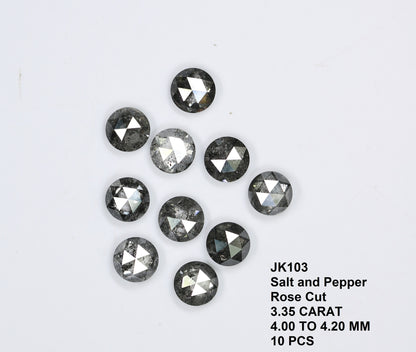 4 MM | Salt And Pepper Diamond | Round Rose Cut Diamond | Natural Loose Diamond For Earring Pair & Wedding Ring, Necklace |For Gold Ring
