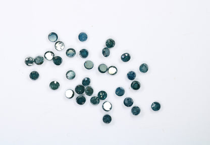 Blue Diamond Rose Cut, 3 mm Round. Fancy Color Faceted Diamond Natural DiamondFor Gold Ring, Pendent, Necklace Diamonds
