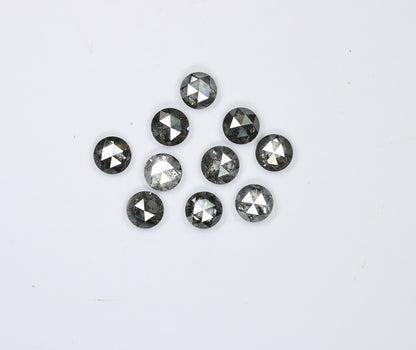 4 MM | Salt And Pepper Diamond | Round Rose Cut Diamond | Natural Loose Diamond For Earring Pair & Wedding Ring, Necklace |For Gold Ring