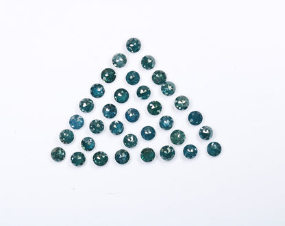 Blue Diamond Rose Cut, 3 mm Round. Fancy Color Faceted Diamond Natural DiamondFor Gold Ring, Pendent, Necklace Diamonds