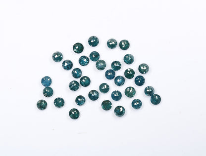 Blue Diamond Rose Cut, 3 mm Round. Fancy Color Faceted Diamond Natural DiamondFor Gold Ring, Pendent, Necklace Diamonds