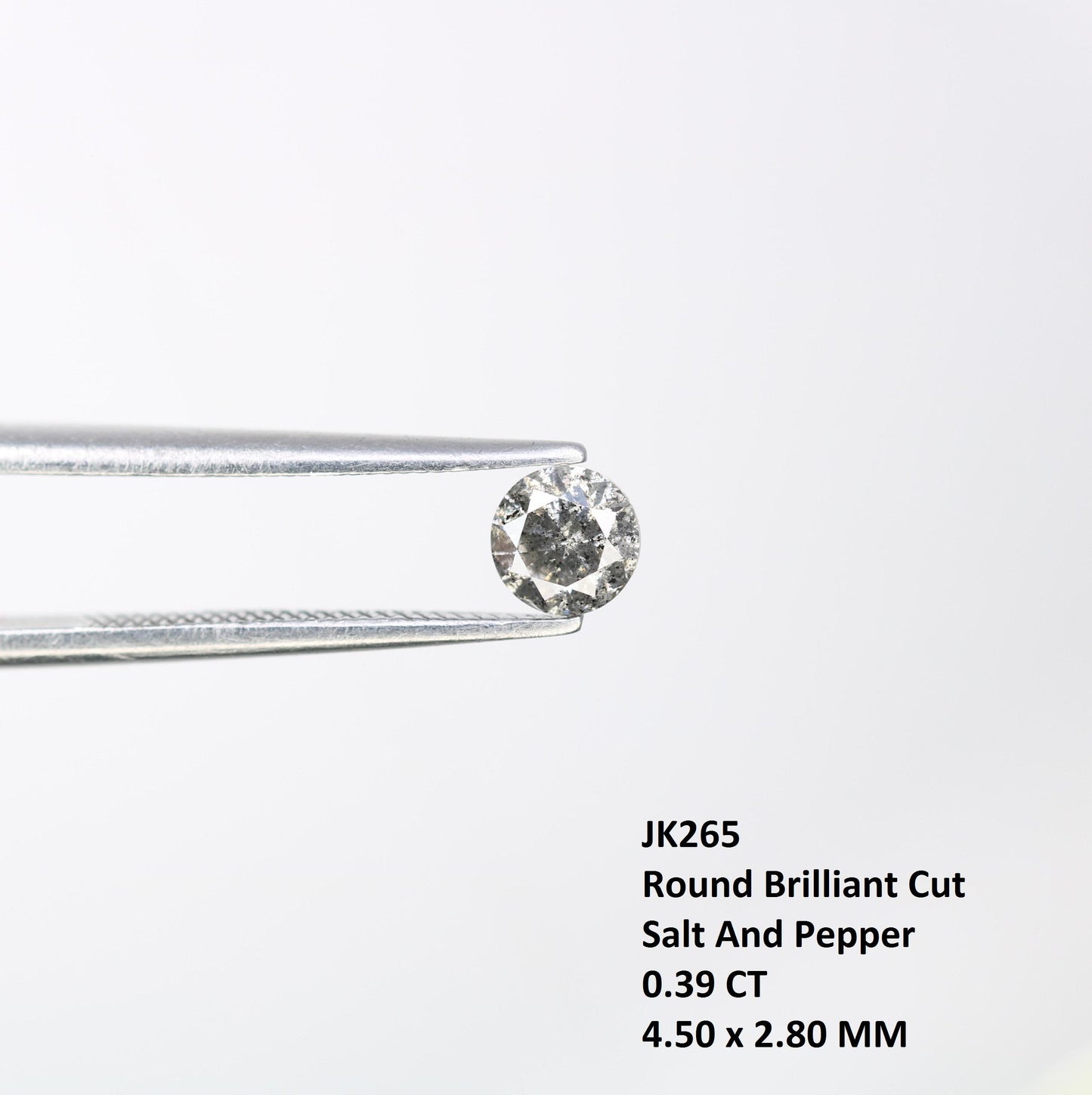 0.39 CT Loose Salt and Pepper Round Cut Diamond | Ethical Natural Gemstone | Unique Alternative Engagement Ring | Rustic Vintage Jewelry