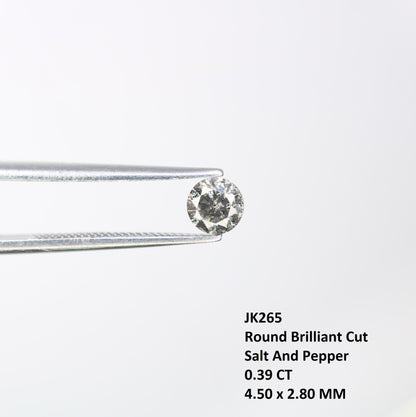 0.39 CT Loose Salt and Pepper Round Cut Diamond | Ethical Natural Gemstone | Unique Alternative Engagement Ring | Rustic Vintage Jewelry