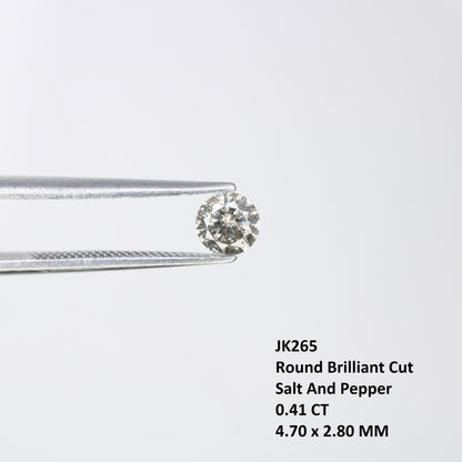 0.41 CT Loose Salt and Pepper Round Cut Diamond | Ethical Natural Gemstone | Unique Engagement Ring Alternative | Rustic Bohemian Jewelry