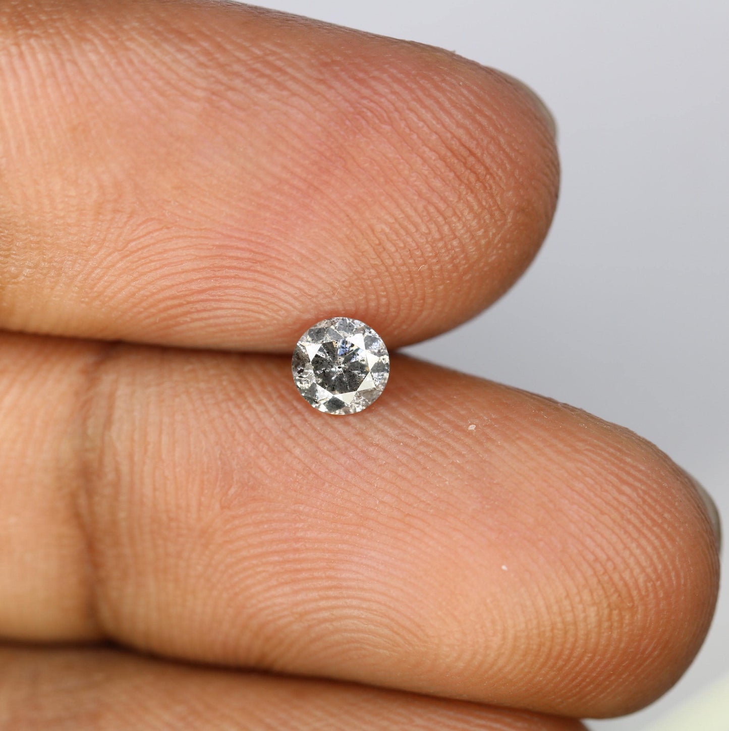 0.39 CT Loose Salt and Pepper Round Cut Diamond | Ethical Natural Gemstone | Unique Alternative Engagement Ring | Rustic Vintage Jewelry