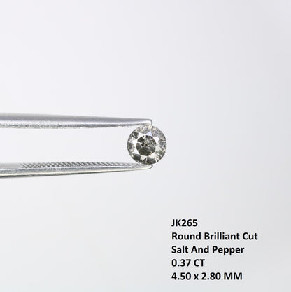 0.37 CT Loose Salt and Pepper Round Cut Diamond | Natural Ethical Gem | Engagement, Anniversary Gift | Great for Holidays & Mother's Day