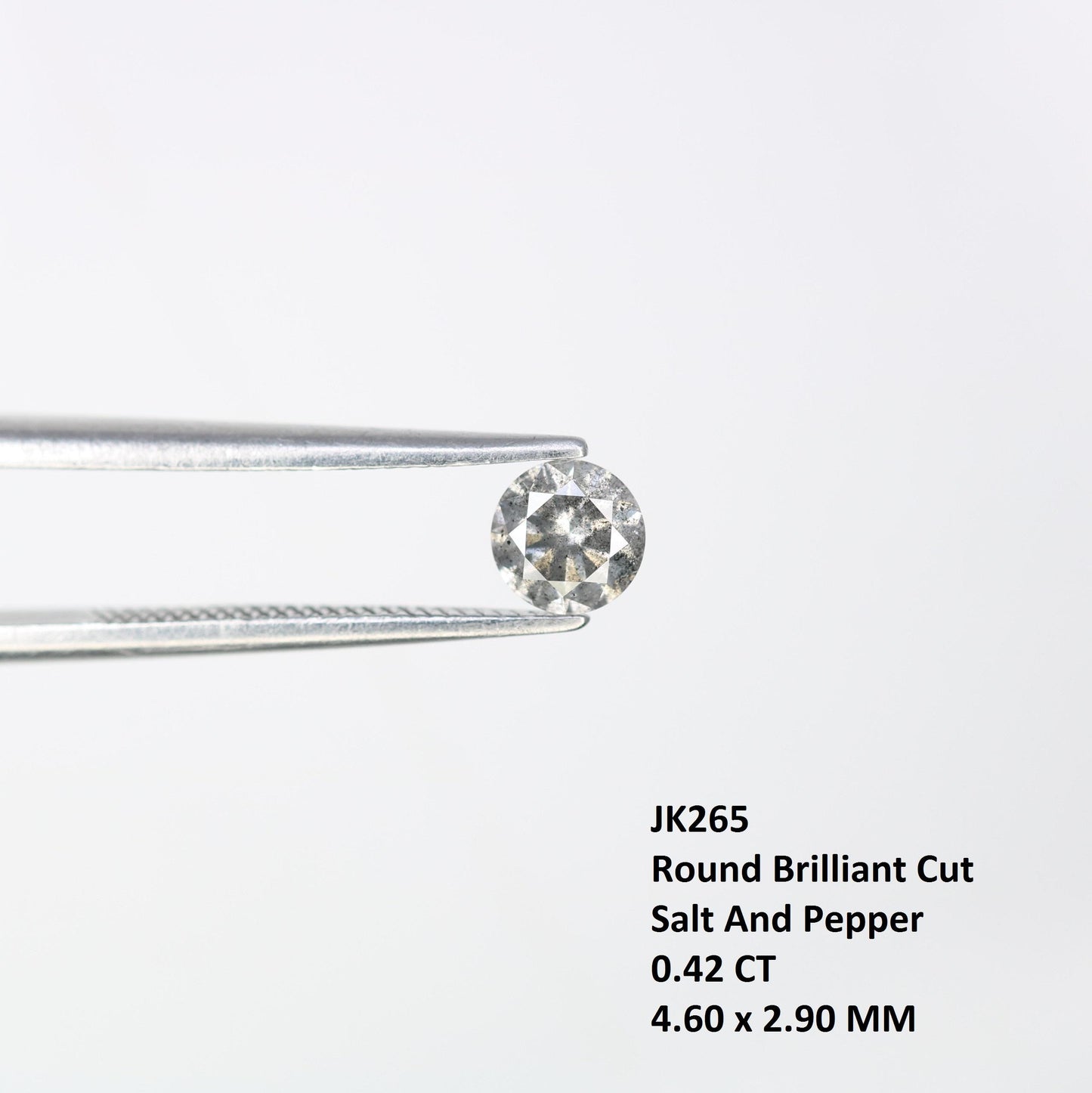 0.42 CT Loose Round Cut Salt and Pepper Diamond | Distinct Natural Gem | Perfect for Custom Jewelry | Gift for Engagements or Anniversaries