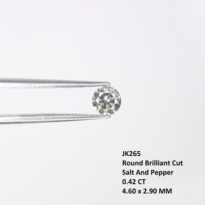 0.42 CT Loose Round Cut Salt and Pepper Diamond | Distinct Natural Gem | Perfect for Custom Jewelry | Gift for Engagements or Anniversaries