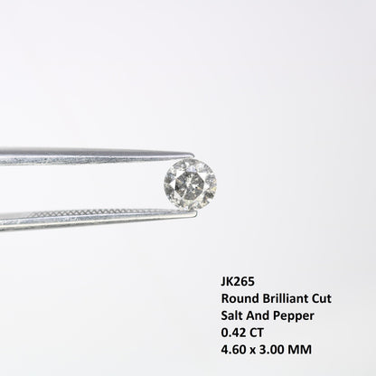 0.42 CT Unique Round Cut Salt and Pepper Diamond | Raw Natural Gem | Perfect for Custom Rings | Ideal for Weddings, Anniversaries, or Gifts