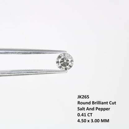 0.41 CT Chic Round Cut Salt and Pepper Diamond | Unique Natural Stone | Perfect for Custom Rings | Ideal Gift for Weddings and Anniversaries
