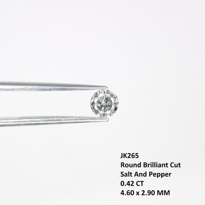 0.42 CT Unique Round Cut Salt and Pepper Diamond | Natural Gemstone | Ideal for Custom Rings | Perfect for Special Occasions and Gifts