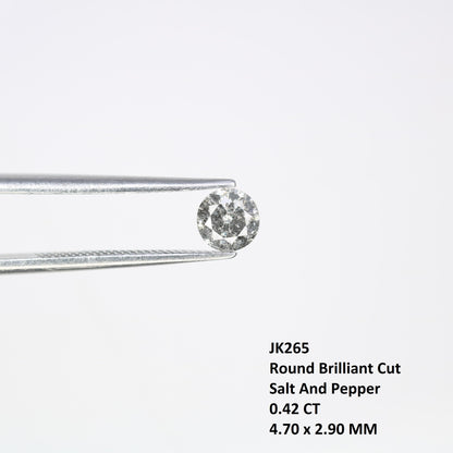0.42 CT Artisan Round Cut Salt and Pepper Diamond | One-of-a-Kind Gem | Perfect for Custom Jewelry | Ideal for Engagements and Special Gifts