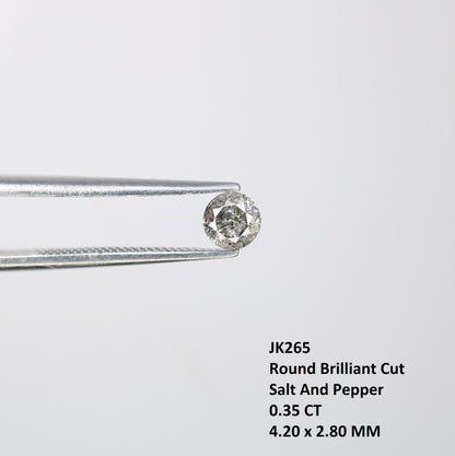0.35 CT Loose Salt and Pepper Round Cut Diamond | Natural Ethical Gemstone | Unique Engagement Stone | Rustic Vintage-Inspired Jewelry