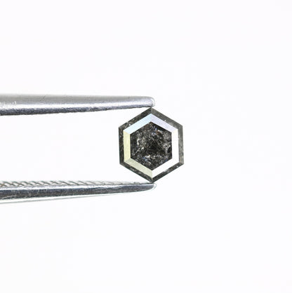 0.51  CT Hexagon Salt and Pepper Diamond | Loose Grey Natural Diamond | Real Rose Cut | Unique Christmas Gift for Anniversary Rings