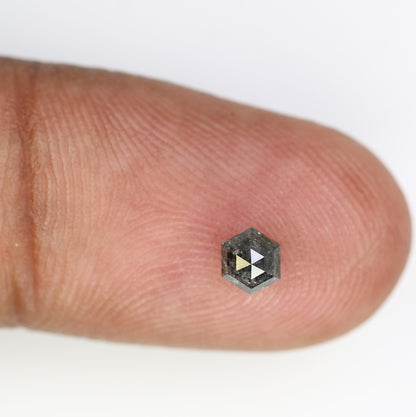 0.51  CT Hexagon Salt and Pepper Diamond | Loose Grey Natural Diamond | Real Rose Cut | Unique Christmas Gift for Anniversary Rings