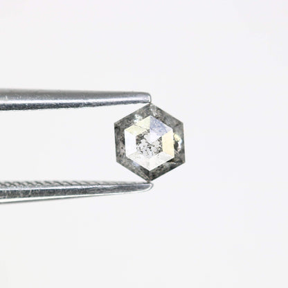 0.36 CT Hexagon Salt and Pepper Diamond | Loose Grey Natural Stone | Authentic Rose Cut | Ideal Christmas Gift for Unique Jewelry