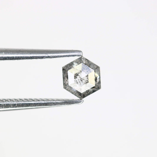 0.36 CT Hexagon Salt and Pepper Diamond | Loose Grey Natural Stone | Authentic Rose Cut | Ideal Christmas Gift for Unique Jewelry