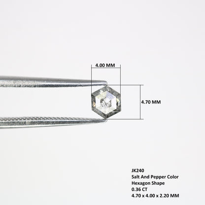 0.36 CT Hexagon Salt and Pepper Diamond | Loose Grey Natural Stone | Authentic Rose Cut | Ideal Christmas Gift for Unique Jewelry