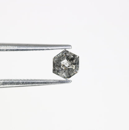 0.36 CT Hexagon Salt and Pepper Diamond | Loose Grey Natural Stone | Authentic Rose Cut | Ideal Christmas Gift for Unique Jewelry