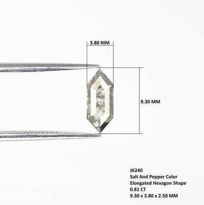 0.81  CT Hexagon Salt and Pepper Diamond | Loose Grey Earth-Mined Gem | Distinctive Rose Cut | Perfect Holiday Gift for Jewelry Lovers