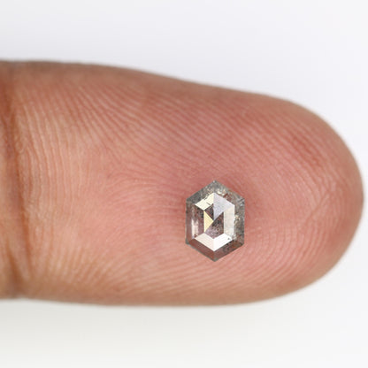 0.58 CT Unique Elongated Hexagon Salt and Pepper Diamond | Loose Grey Earth-Mined Rose Cut Gem | Christmas Gift for Jewelry Lovers