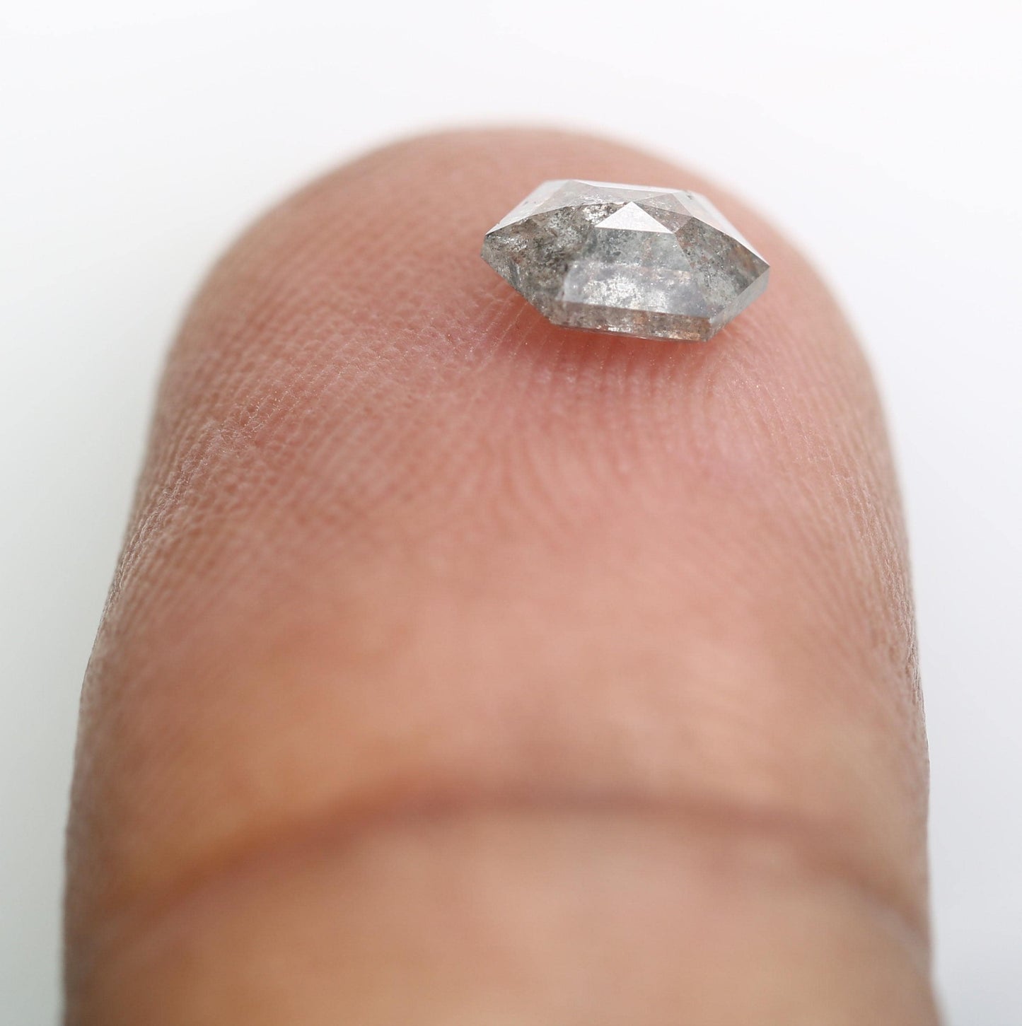 0.58 CT Unique Elongated Hexagon Salt and Pepper Diamond | Loose Grey Earth-Mined Rose Cut Gem | Christmas Gift for Jewelry Lovers